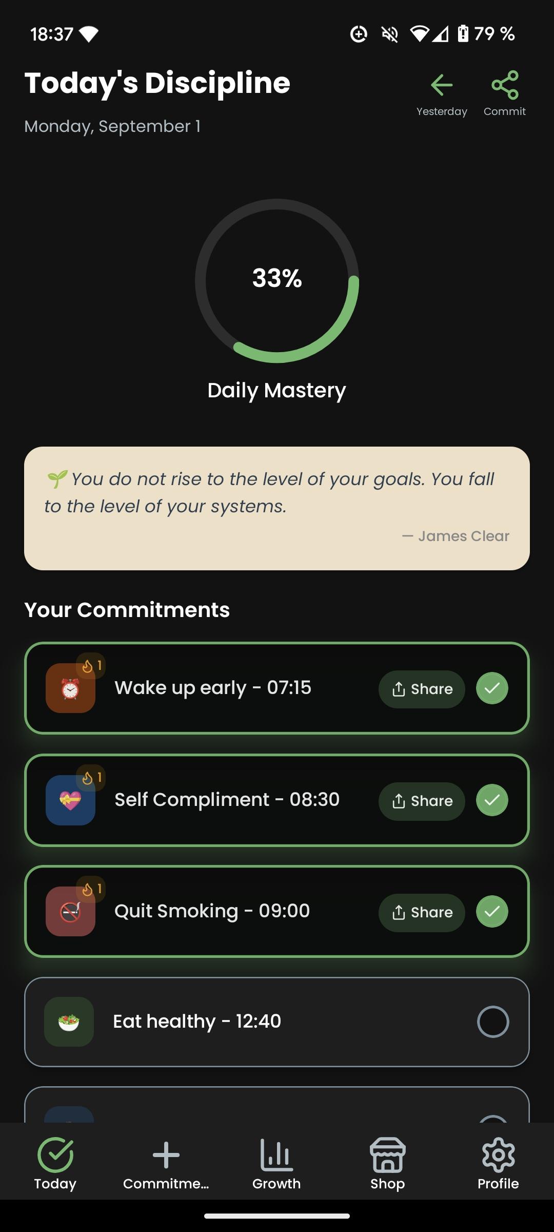 DailyProof Dark Theme Preview